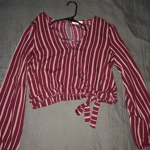 Striped wrap blouse